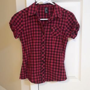 Empyre black and red button up shirt